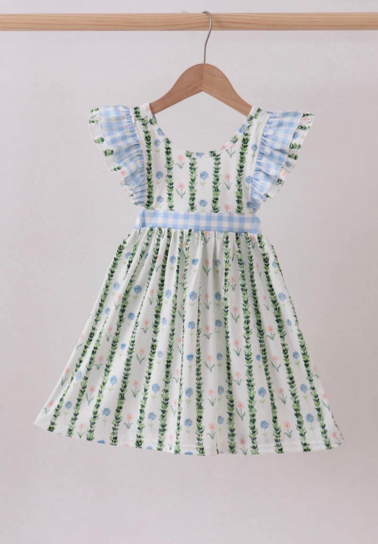 Green floral ruffle dress