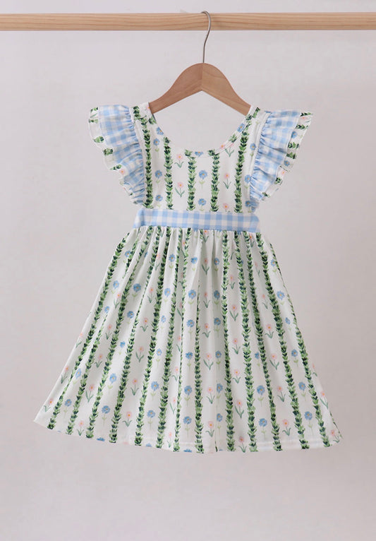Green floral ruffle dress