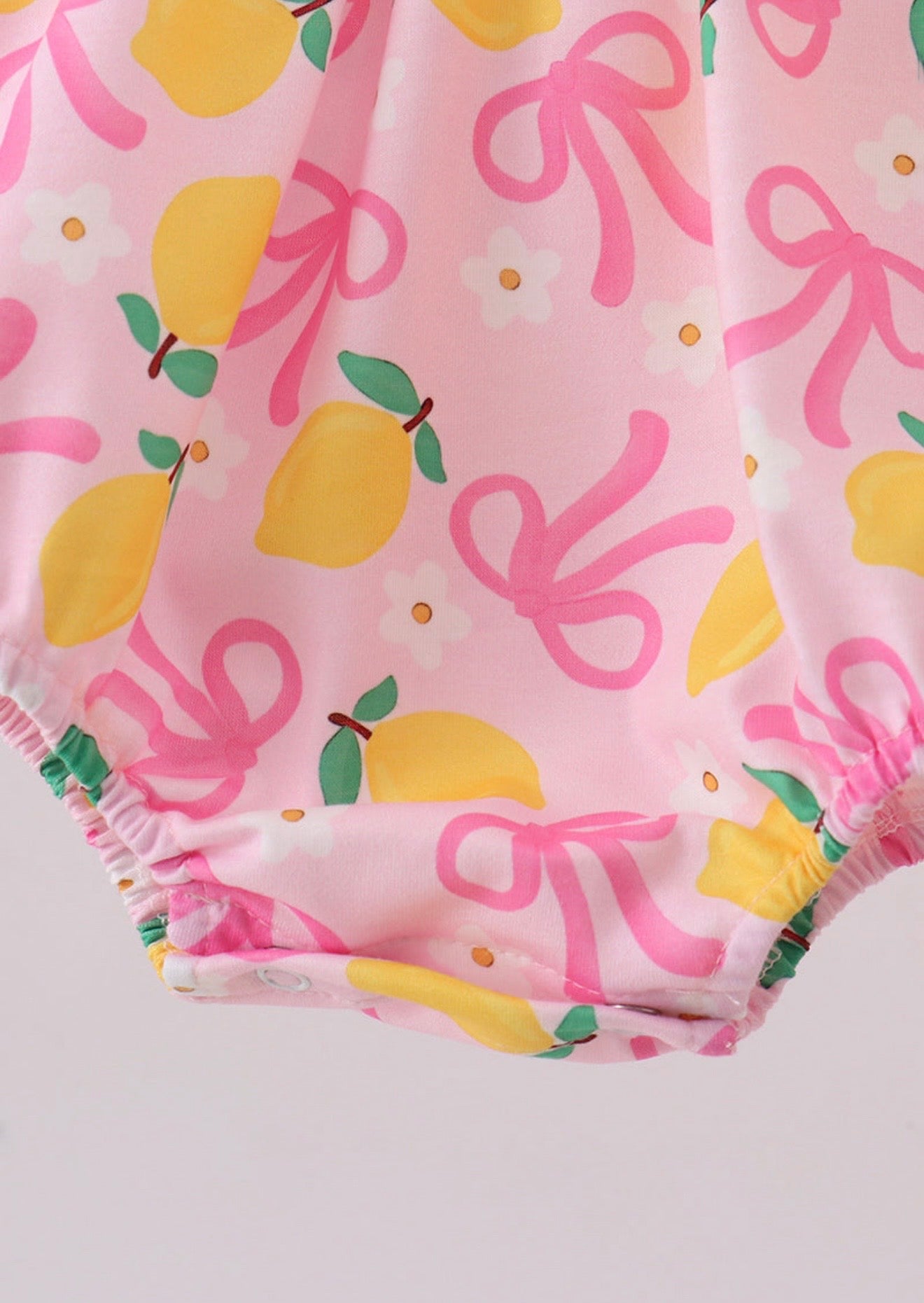 Pink lemon smocked bow print bubble