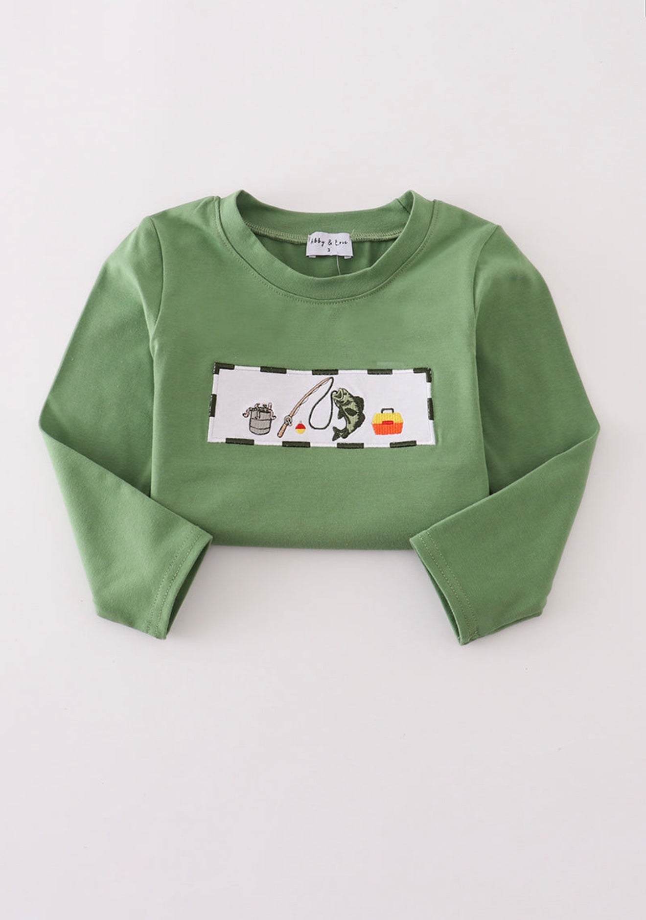 Green fishing embroidery top
