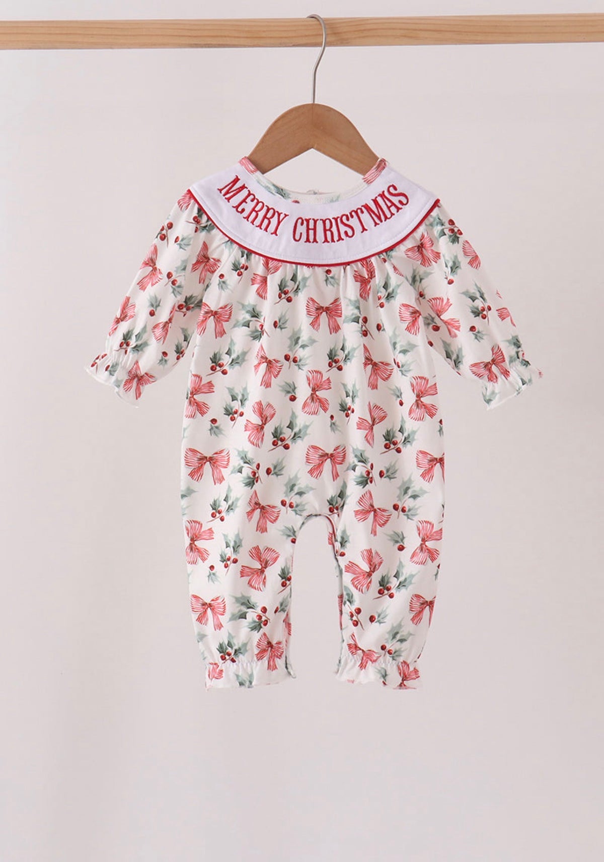 Merry Christmas embroidery romper