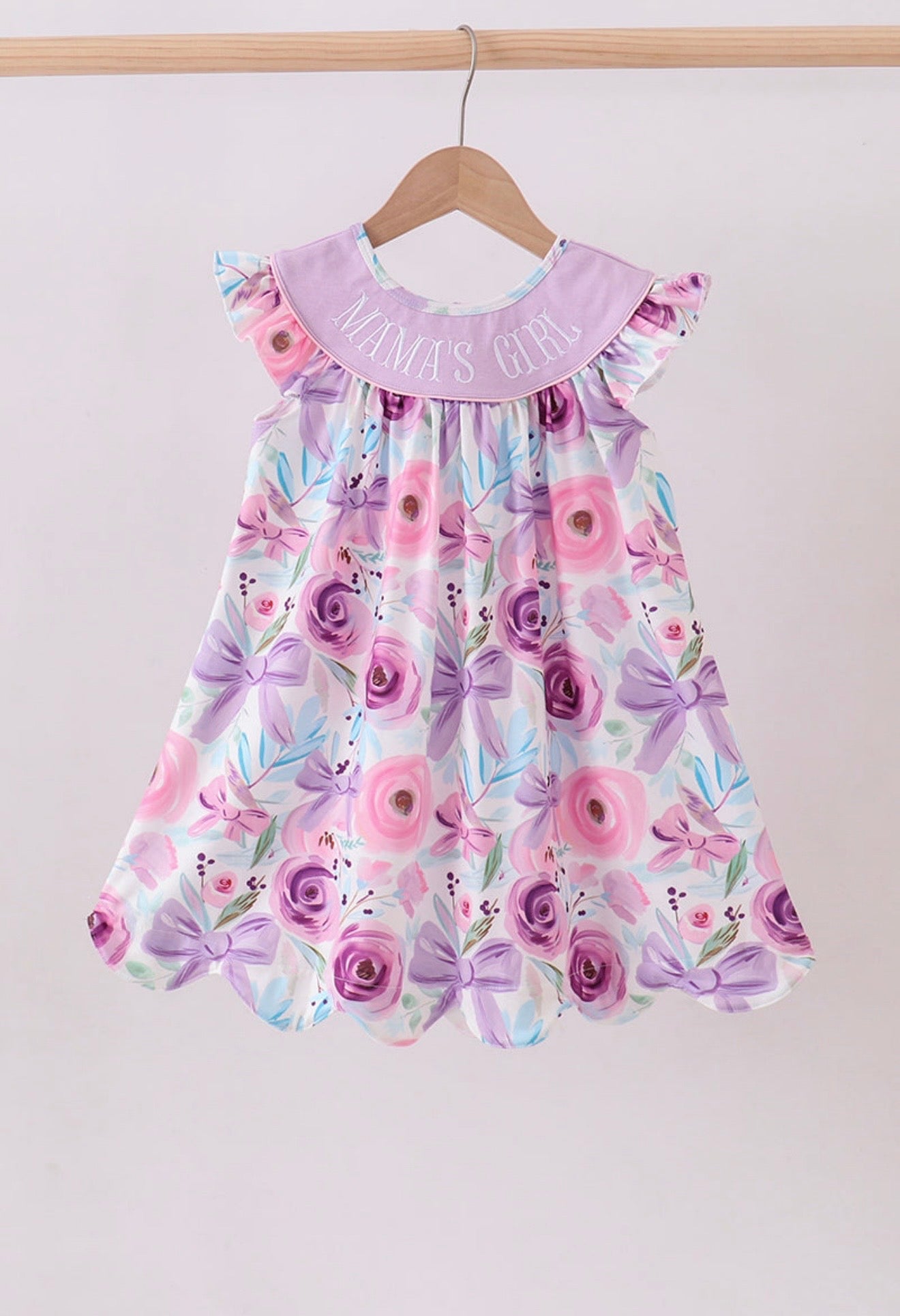 Purple MAMA’S GIRL floral embroidery dress