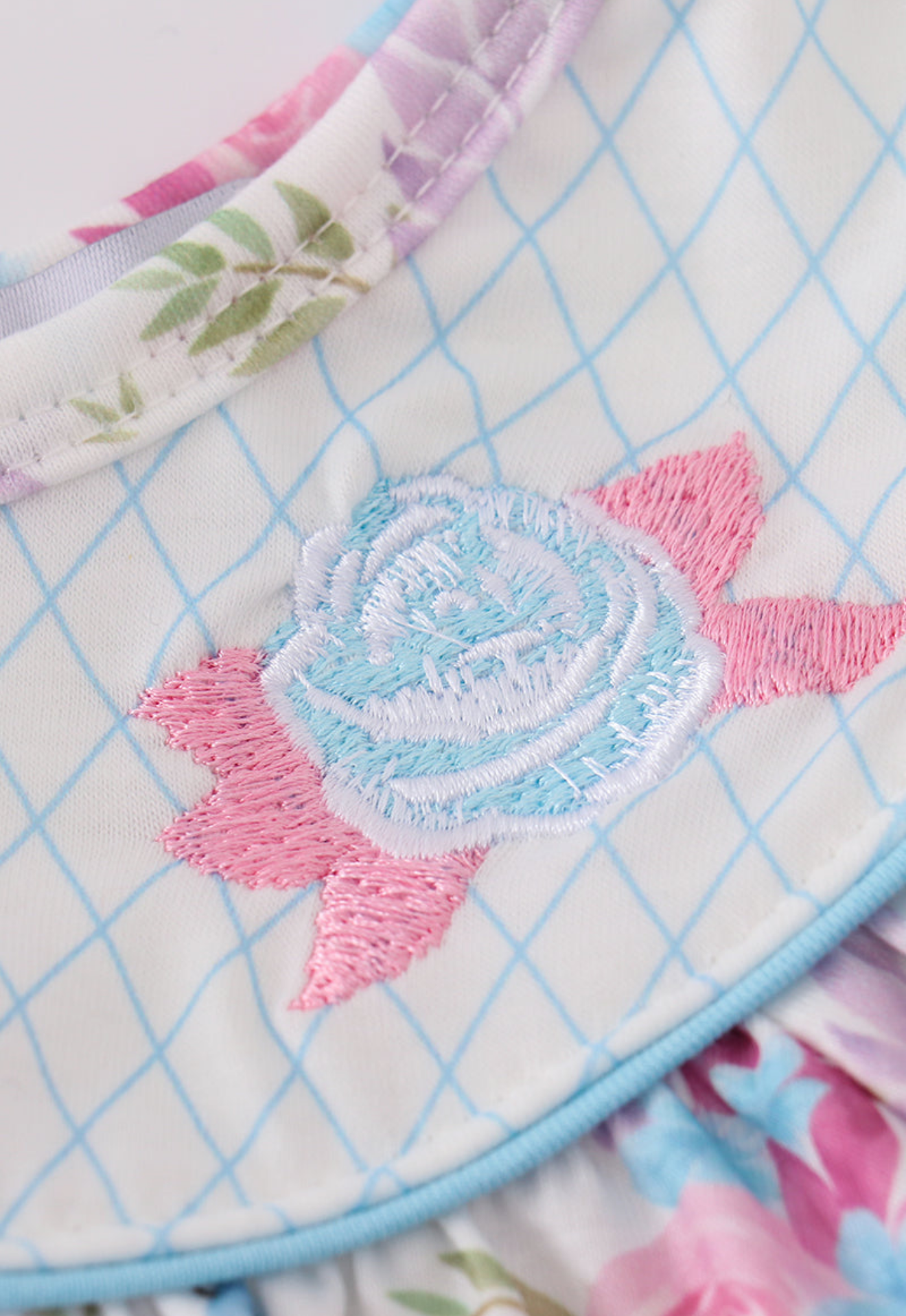 Blue petal meadow embroidery girl dress