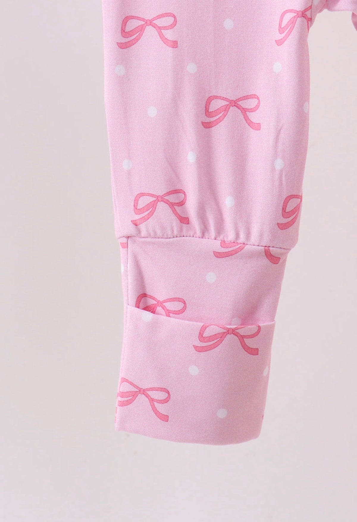 Pink bow print bamboo romper