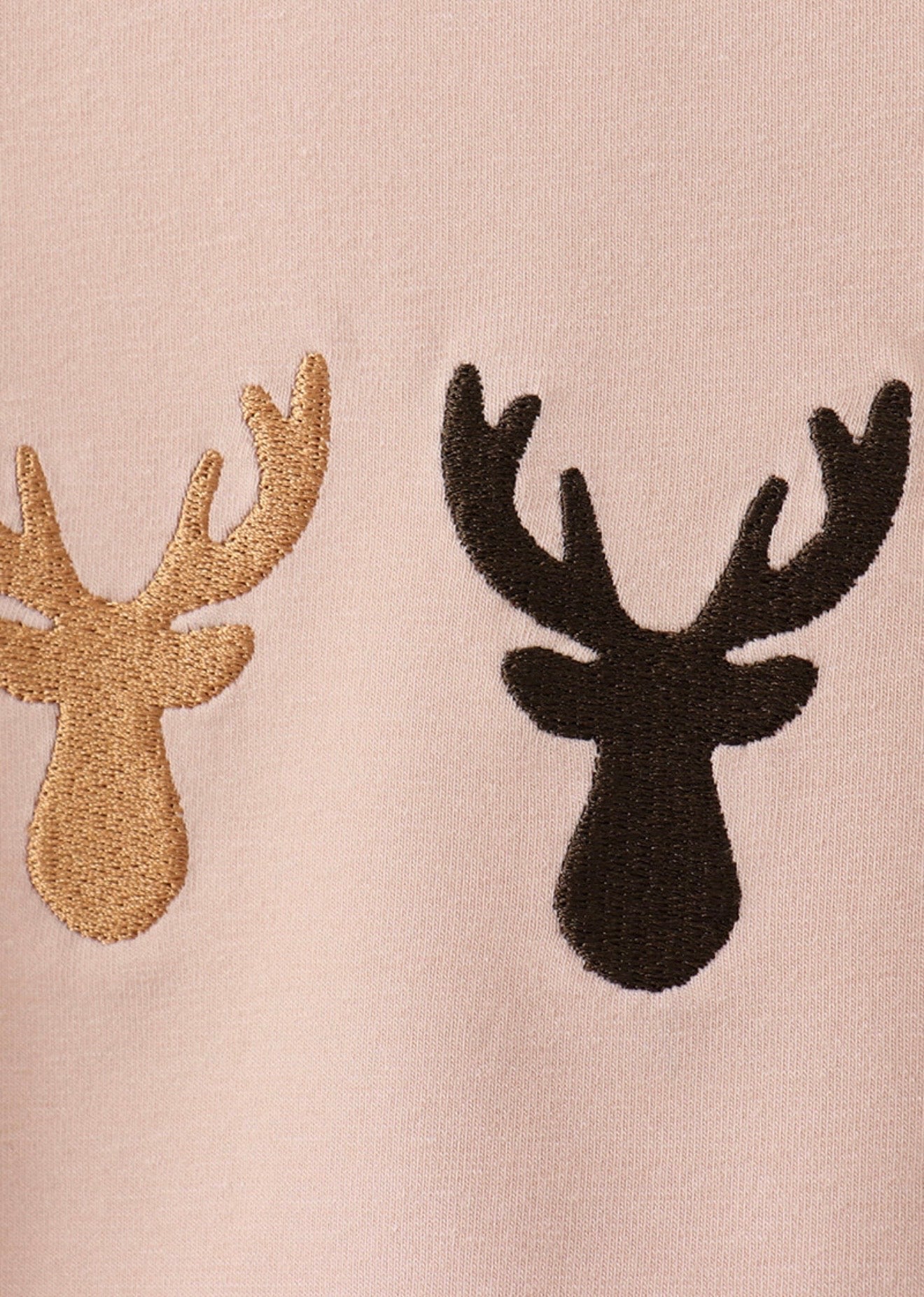 Green hunting deer embroidery checkered shorts set