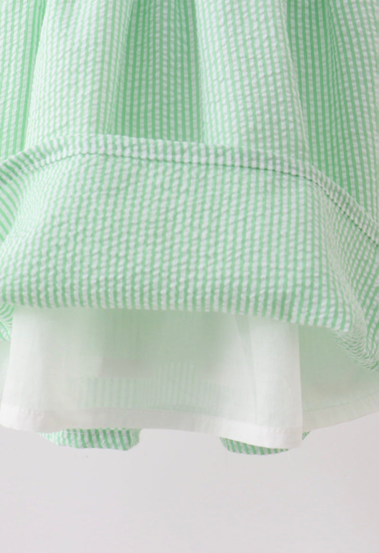 Green tractor appliqué seersucker dress