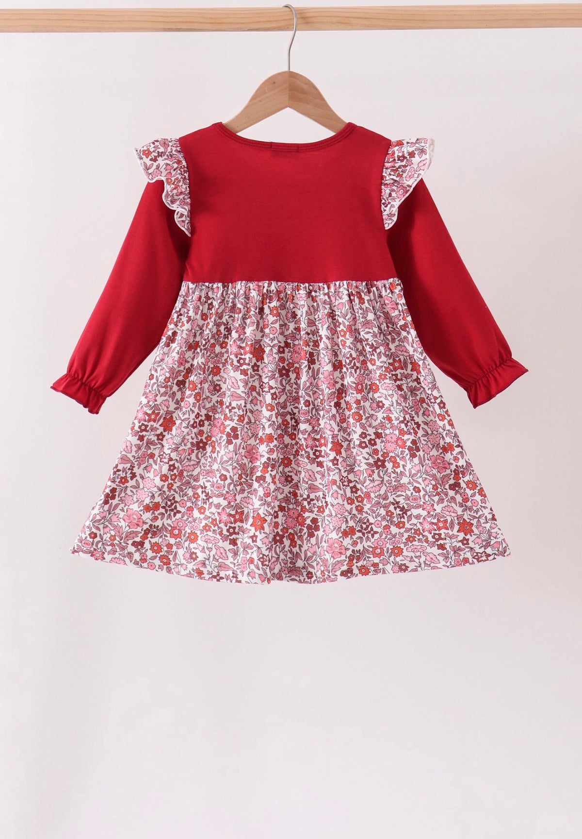 Maroon thankful leaves floral embroidey dress