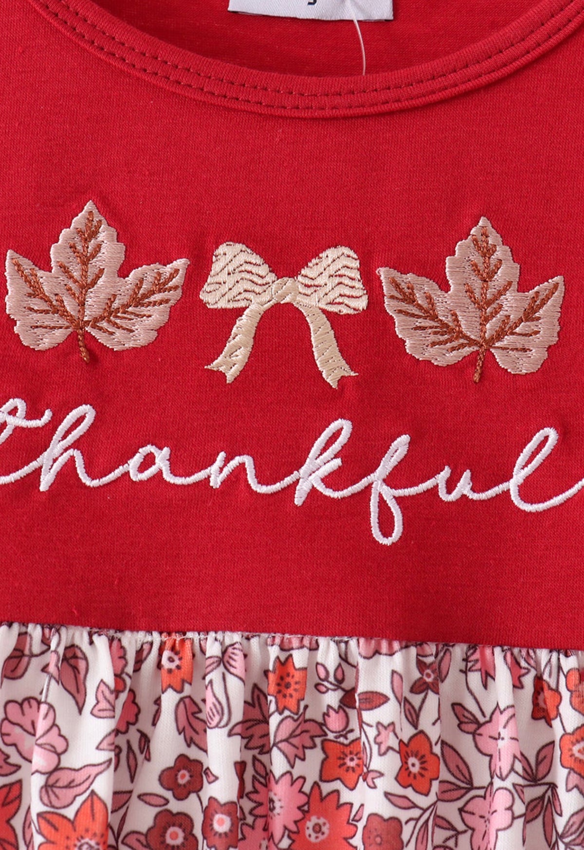 Maroon thankful floral leaves embroidey pants set