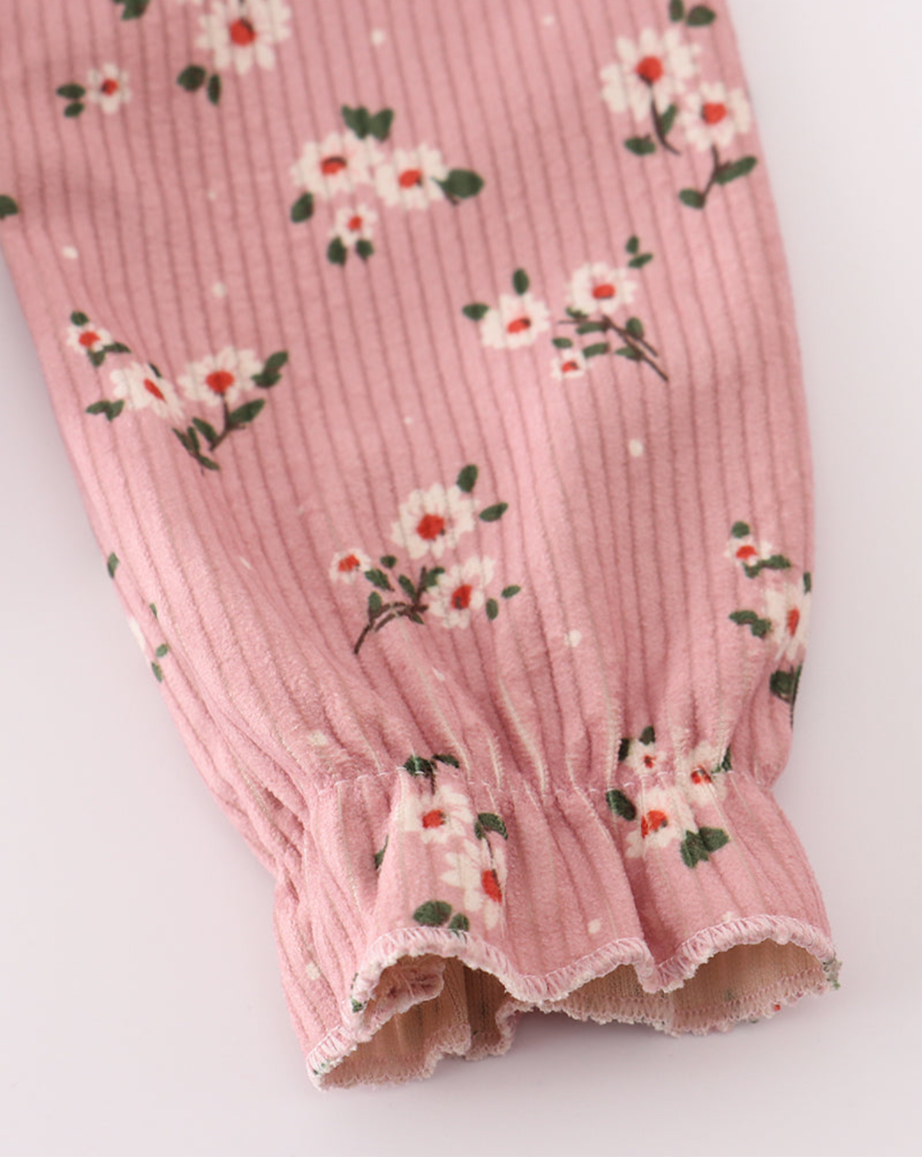 Floral corduroy lace ruffle girl bubble