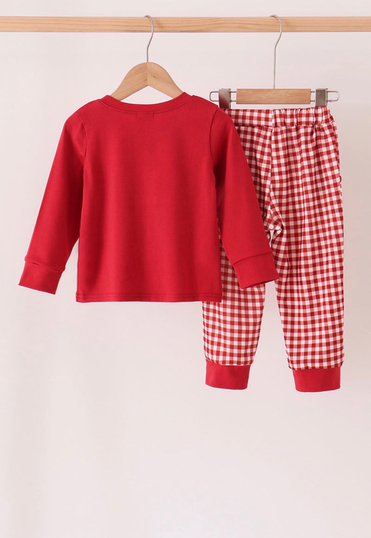 Maroon thankful leaves embroidey gingham pants set