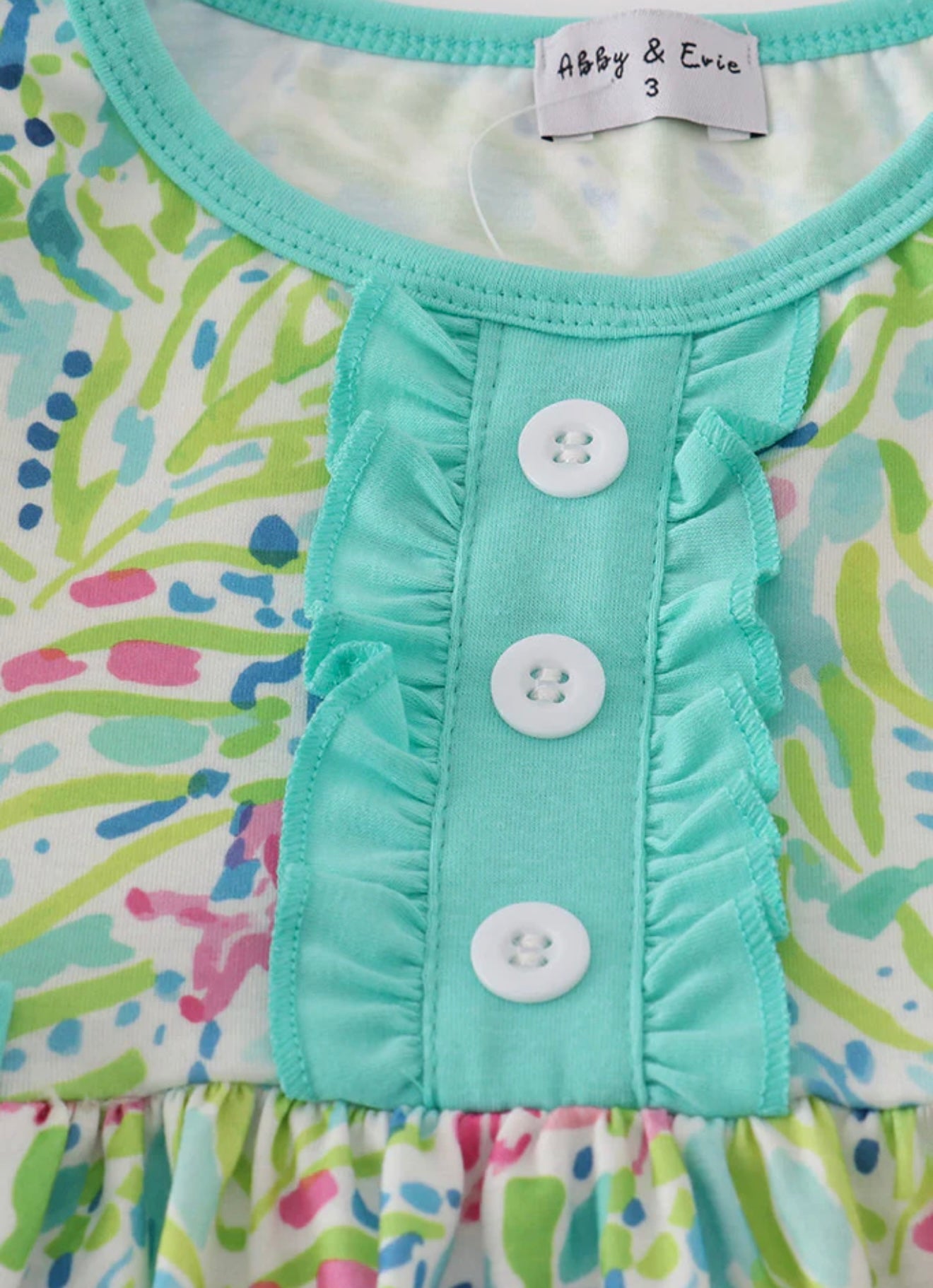 Green meadow splash ruffle dress