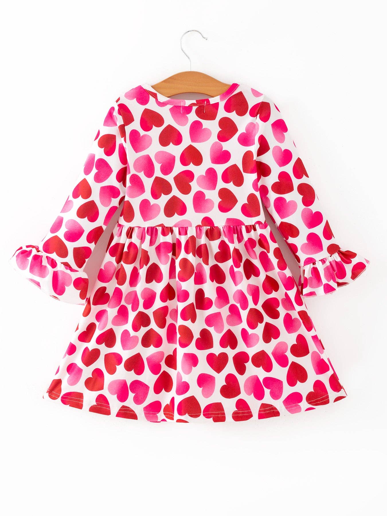 Girls Valentine Party Dress – Red Pink Ruffle Sleeve