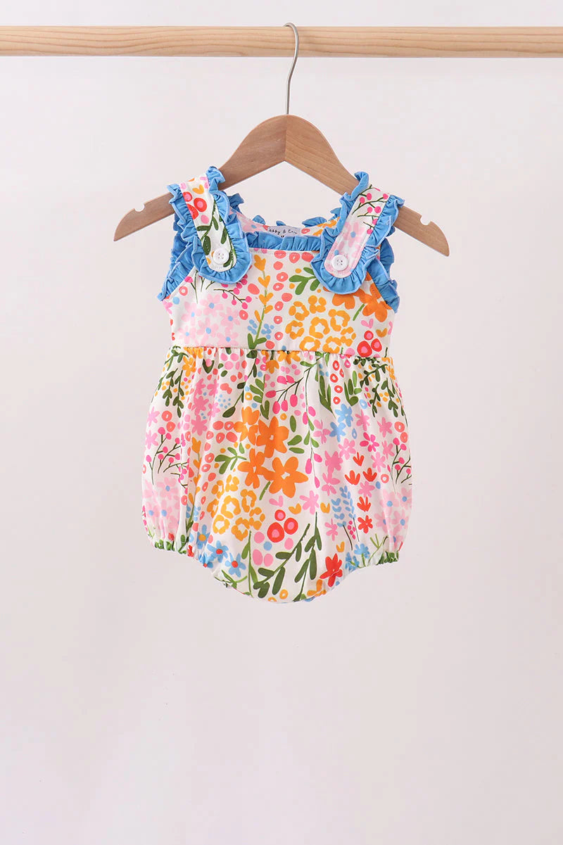 Summer floral print ruffle bubble