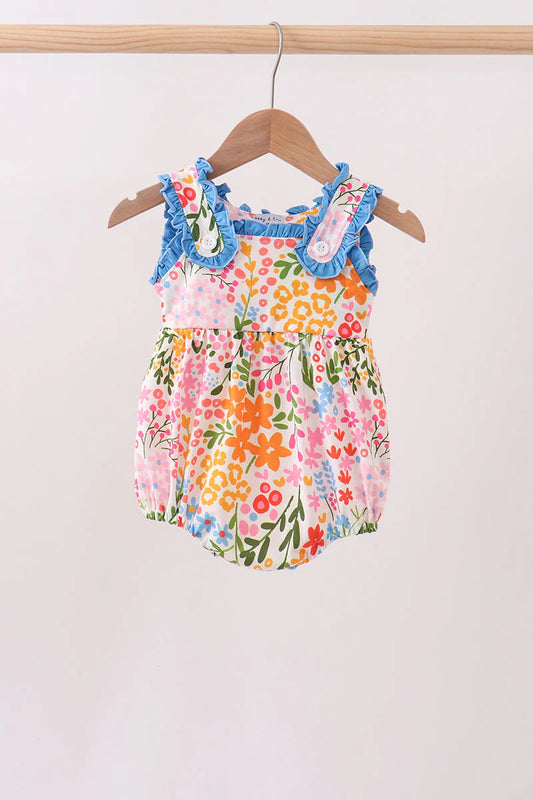 Summer floral print ruffle bubble