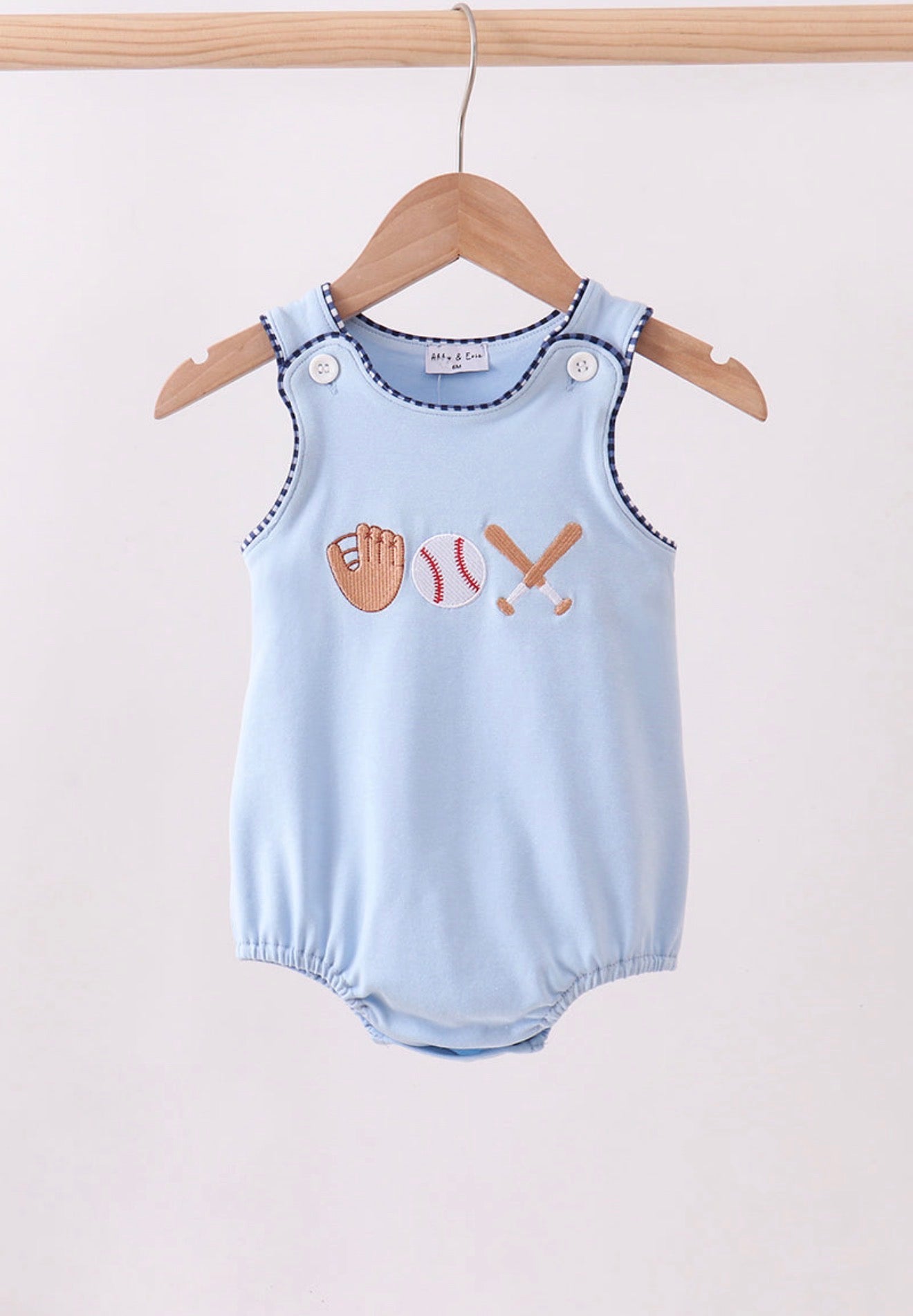Blue baseball appliqué bubble