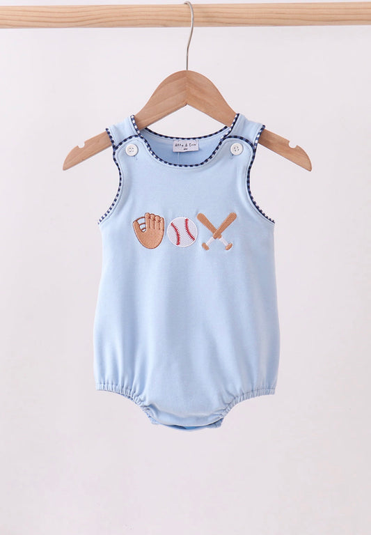 Blue baseball appliqué bubble
