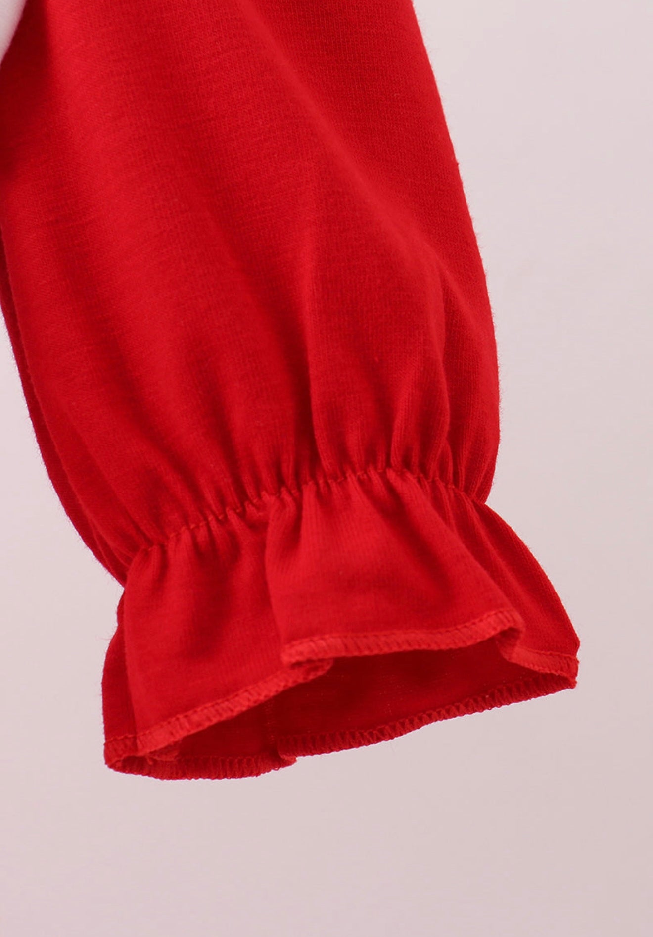 Red heart appliqué ruffle bubble