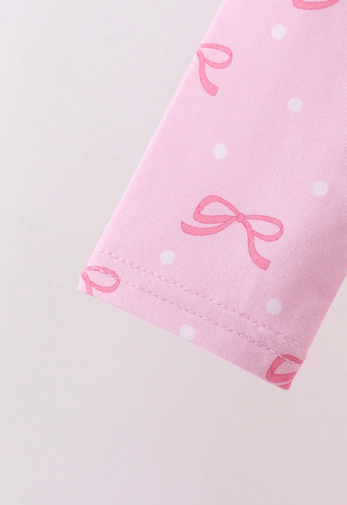 Pink bow print pants bamboo set