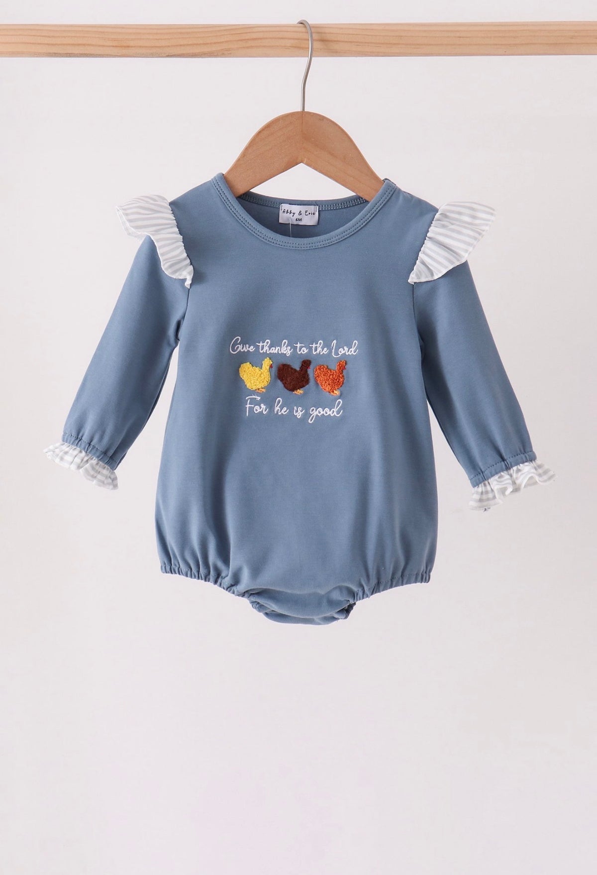 Teal turkey french knot ruffle bubble