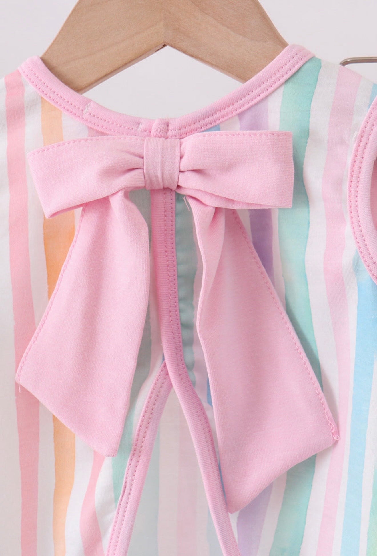 Multicolor stripe marine embroidery bloomer set