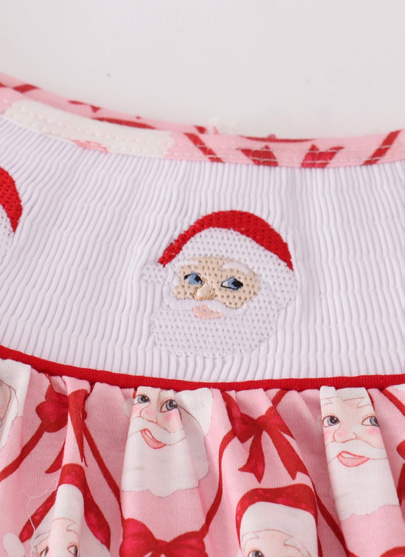Red Santa Claus Smocked Dress ￼