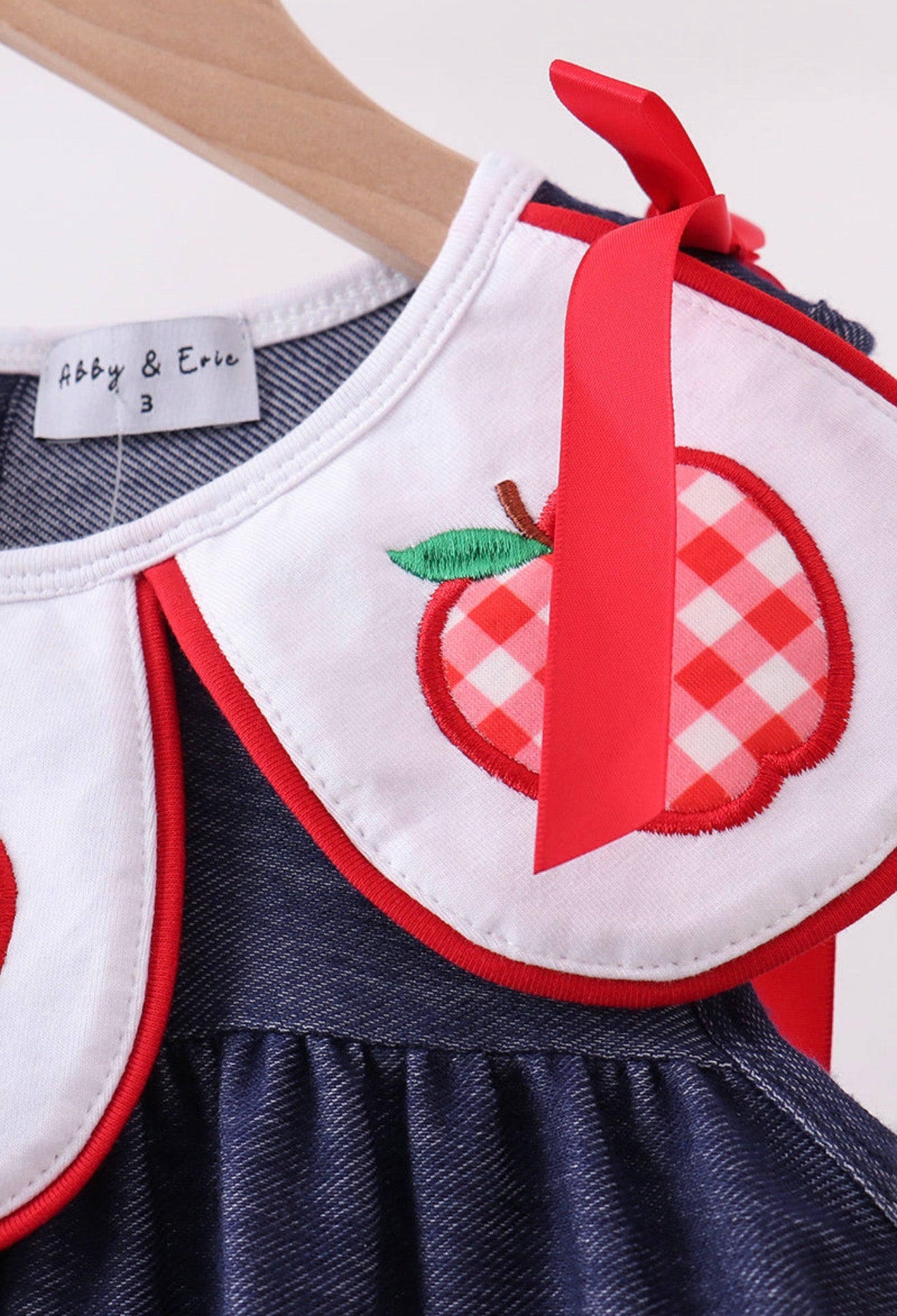 Navy Apple Applique Denim
Dress