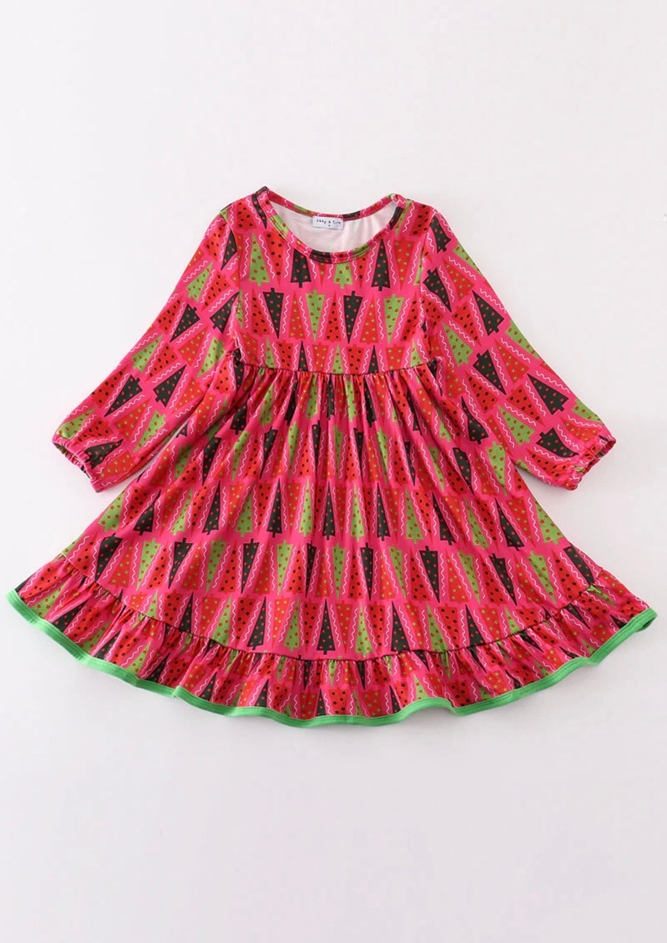 Red Christmas Tree Ruffle Dress