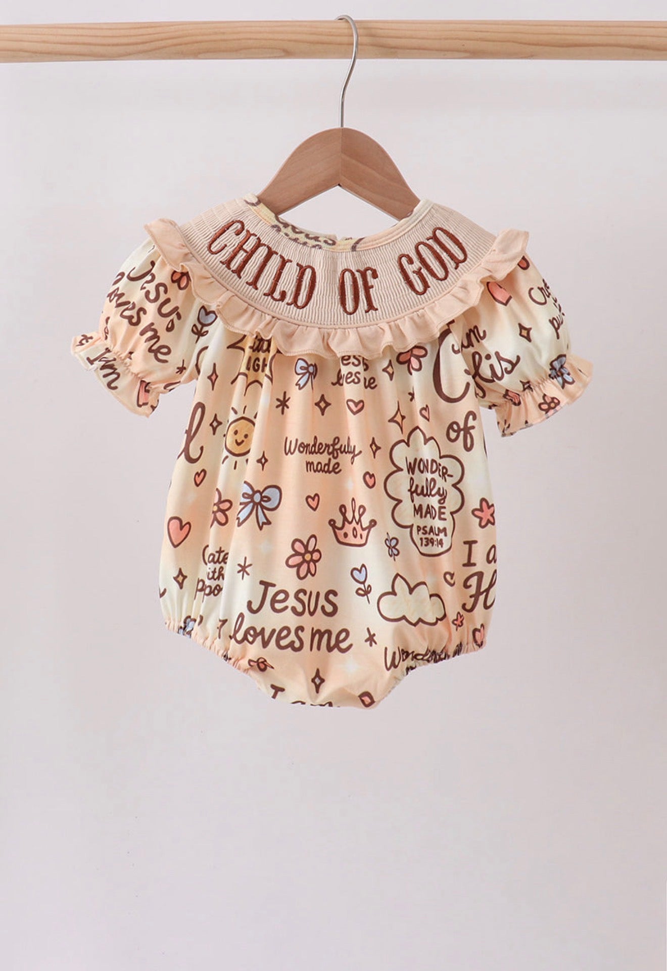 Child of God smocked ruffle bubble