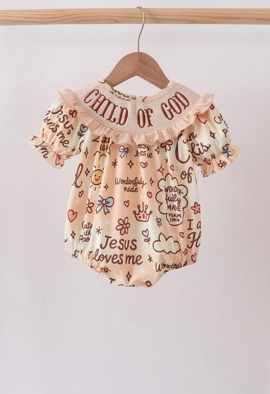 Child of God smocked ruffle bubble