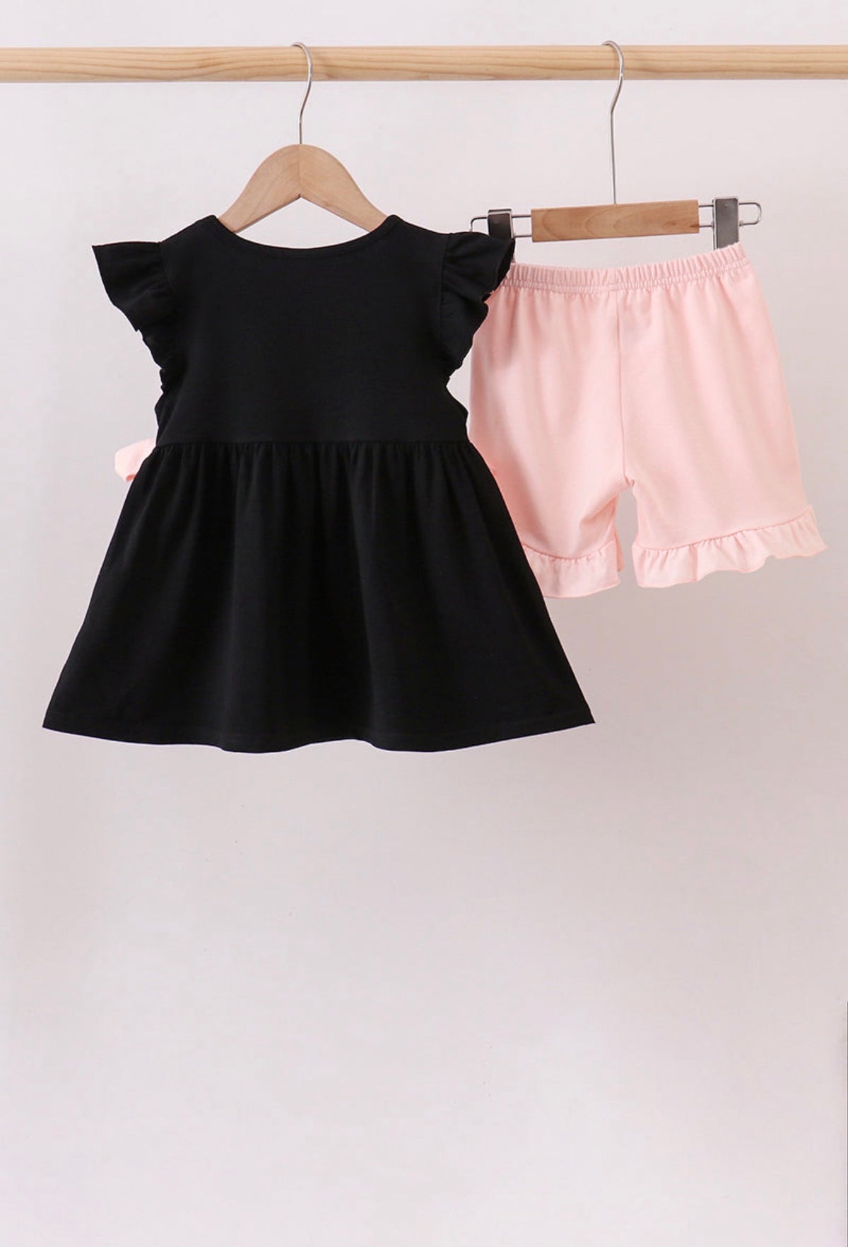 Black Ghost Ruffle Shorts Set