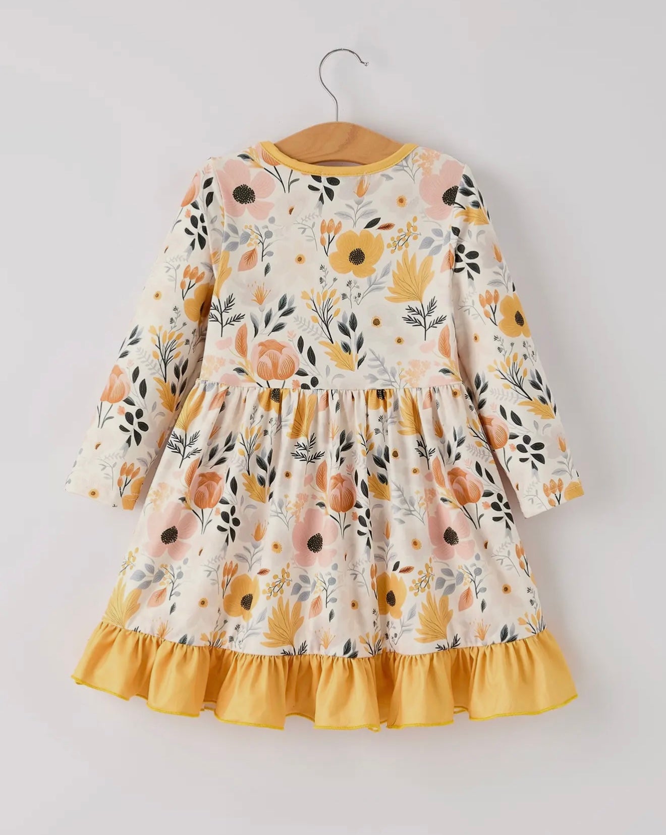 Floral Long Sleeve Ruffle Dress