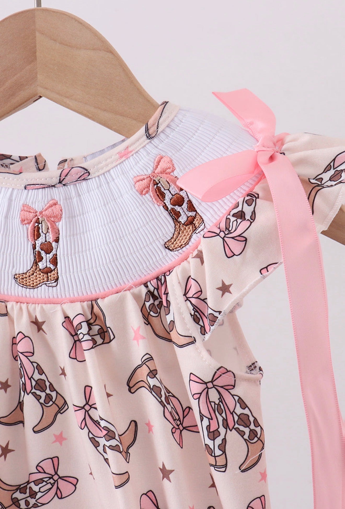 Western cowgirl boots smocked bubble