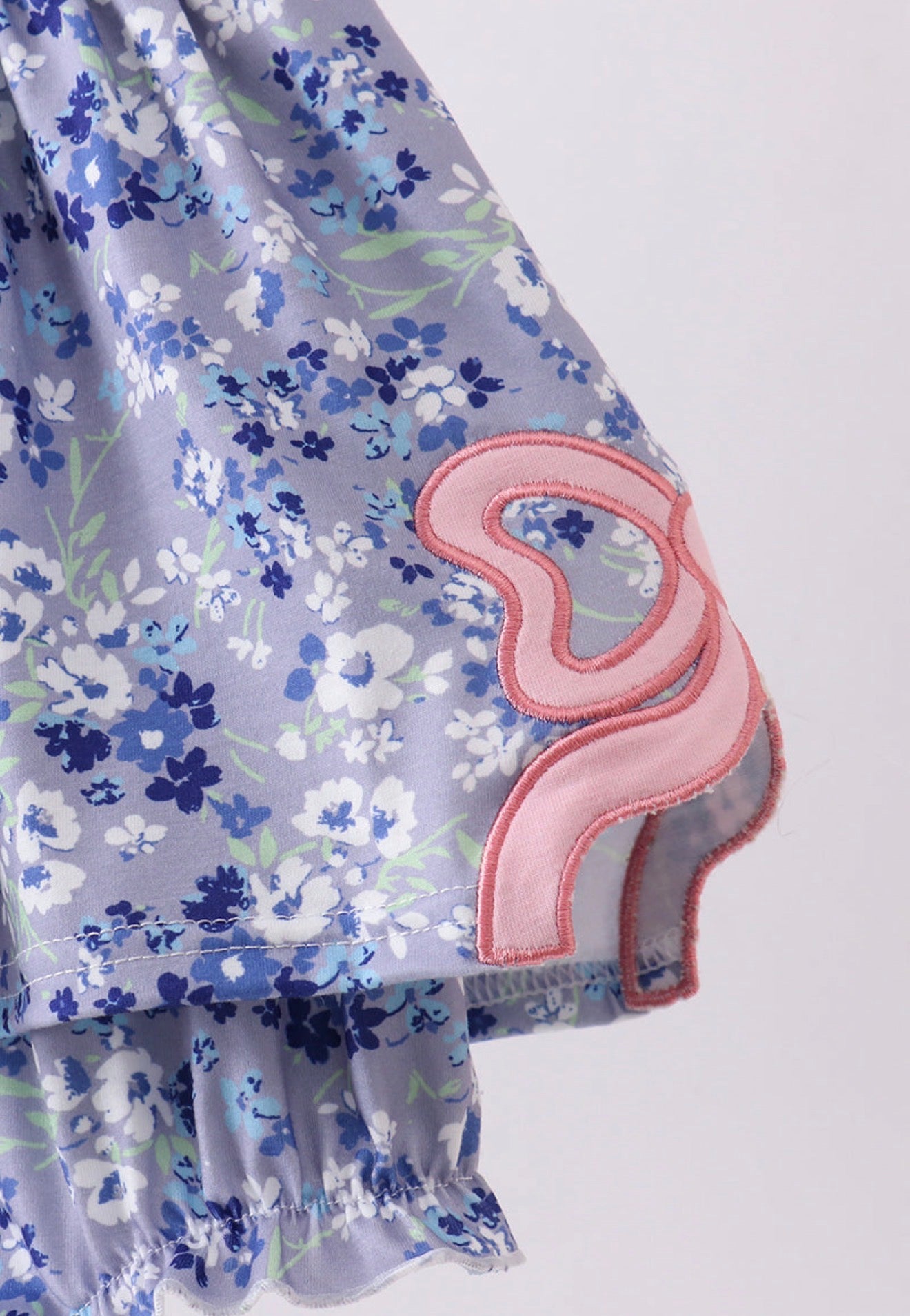 Blue floral bow ruffle bubble