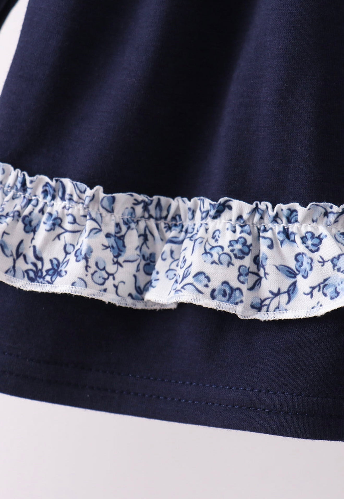 Navy heart floral appliqué set