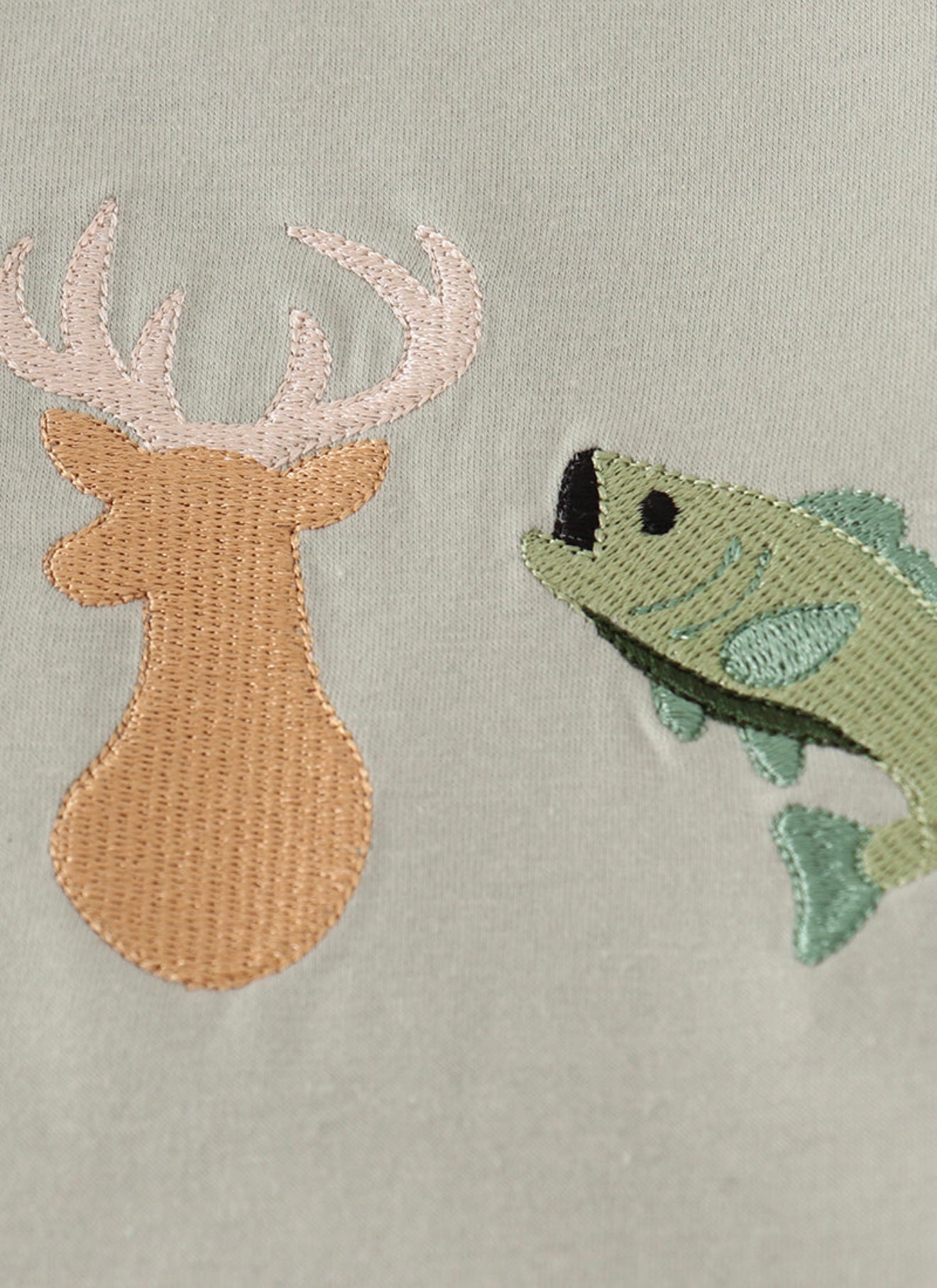Blue dog deer embroidery top and pants set