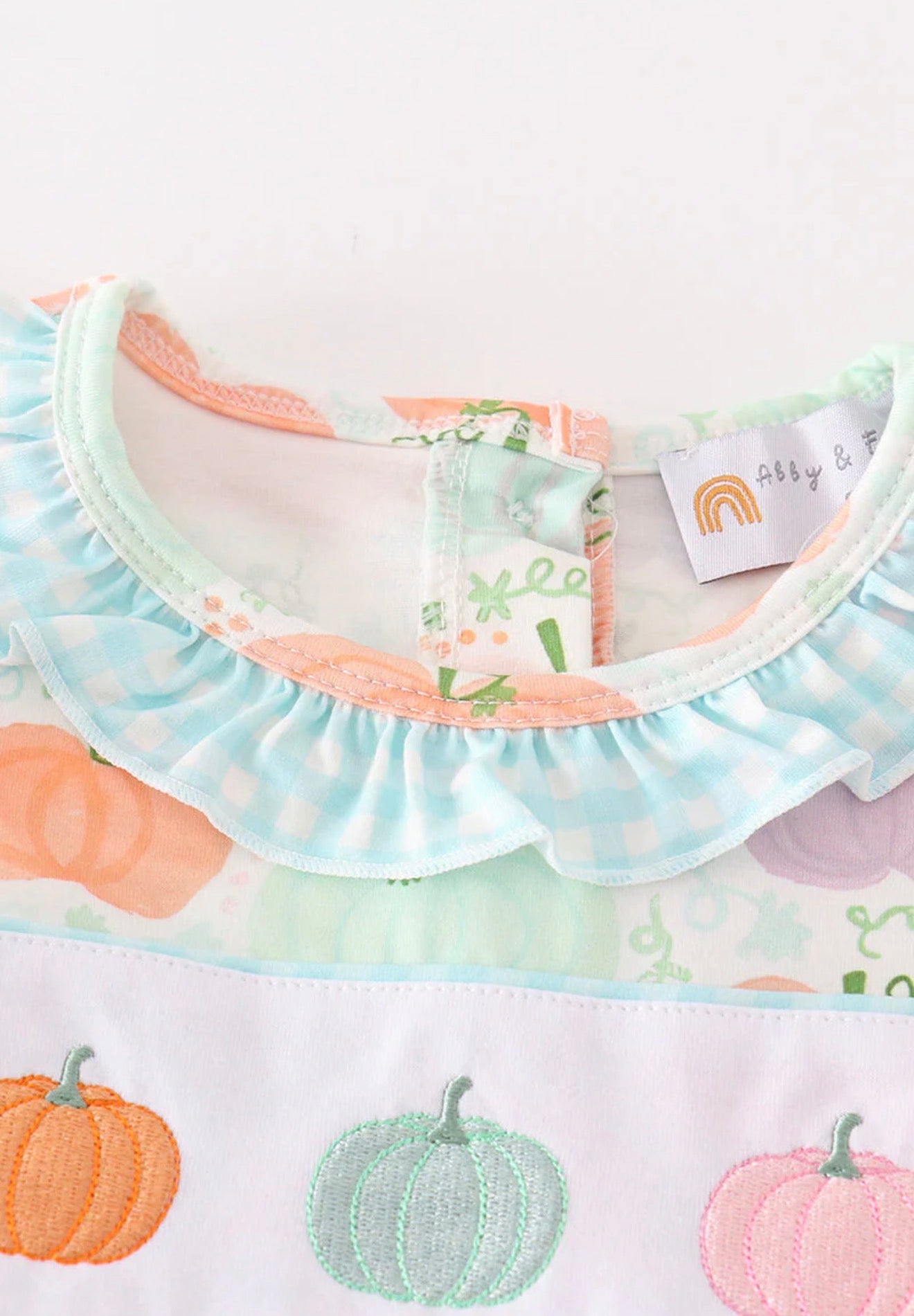 Blue pumpkin embroidery ruffle dress