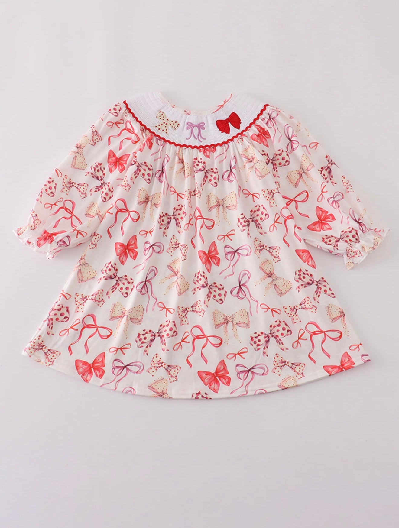 Red Bow Smocked Dress