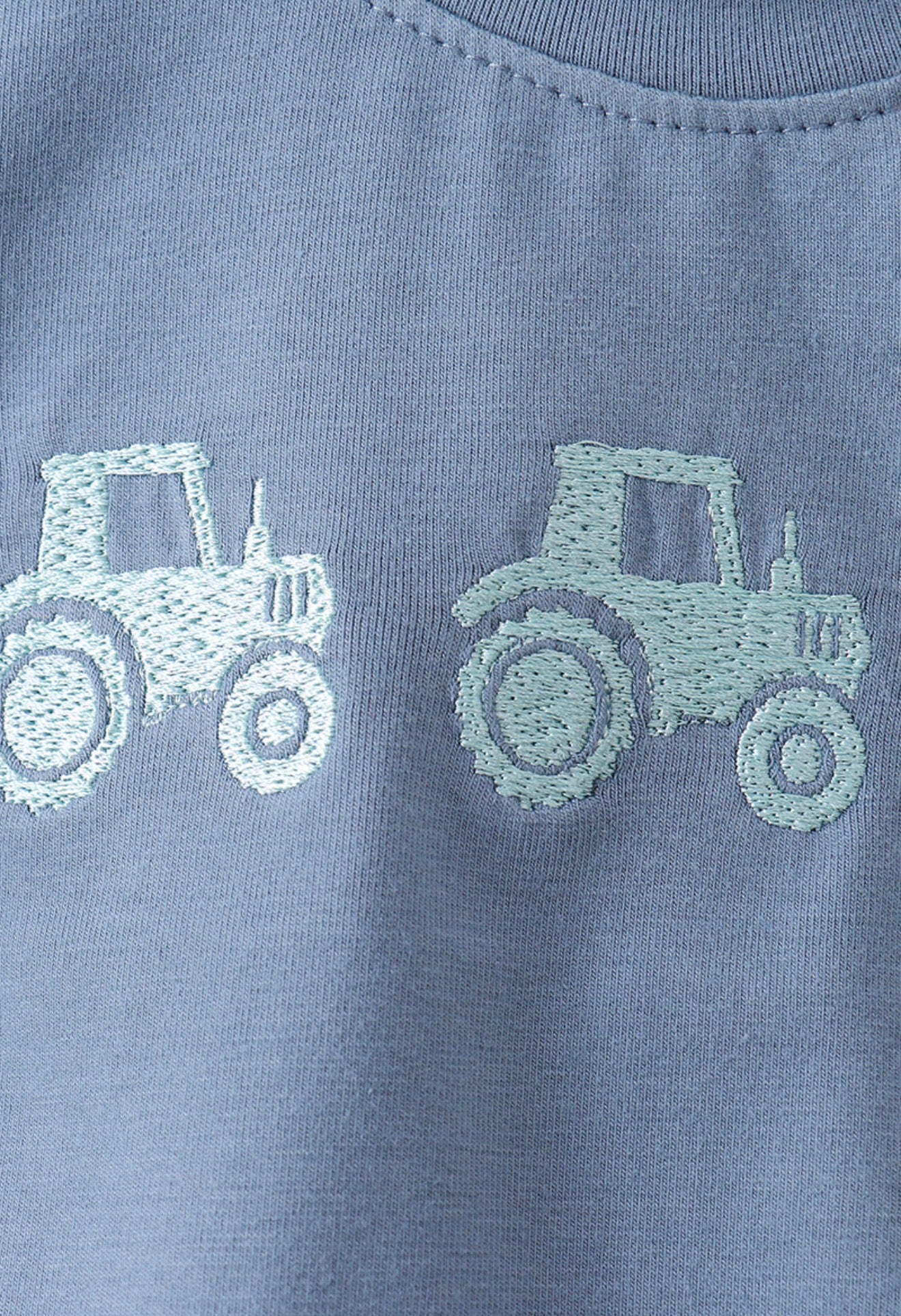 Blue farm tractor embroidered bubble