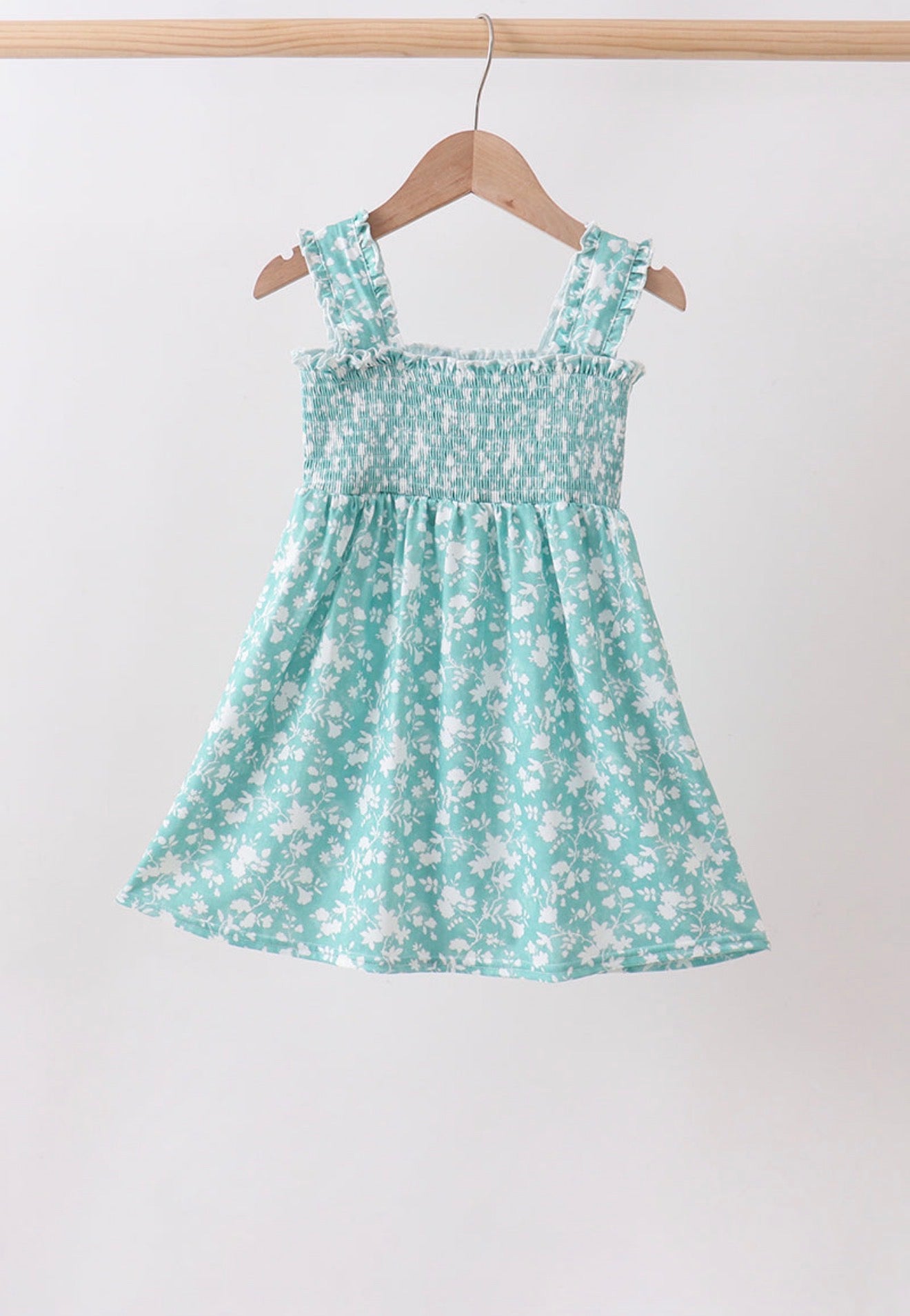 Sage floral smocked dress