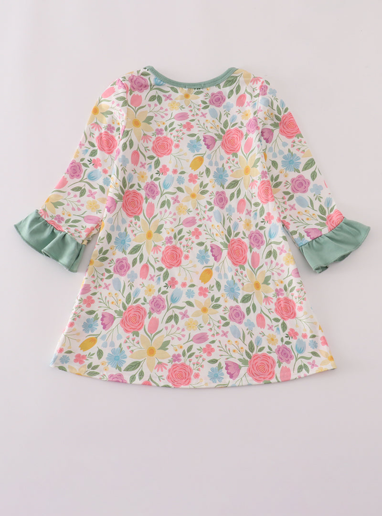 Green floral print dress
