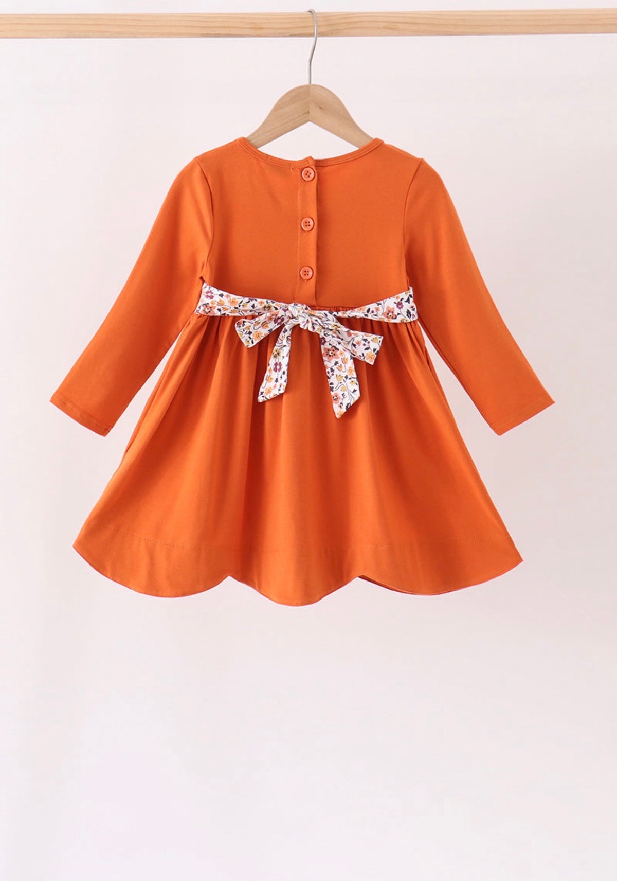 Orange Floral Bow Ruffle
Dress