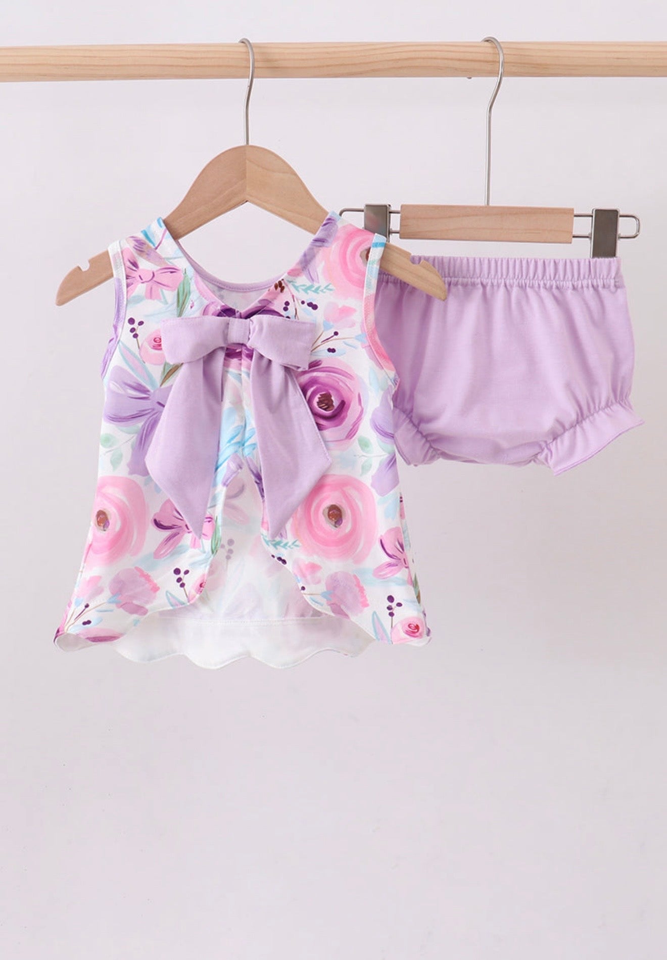 Purple floral print bloomer set