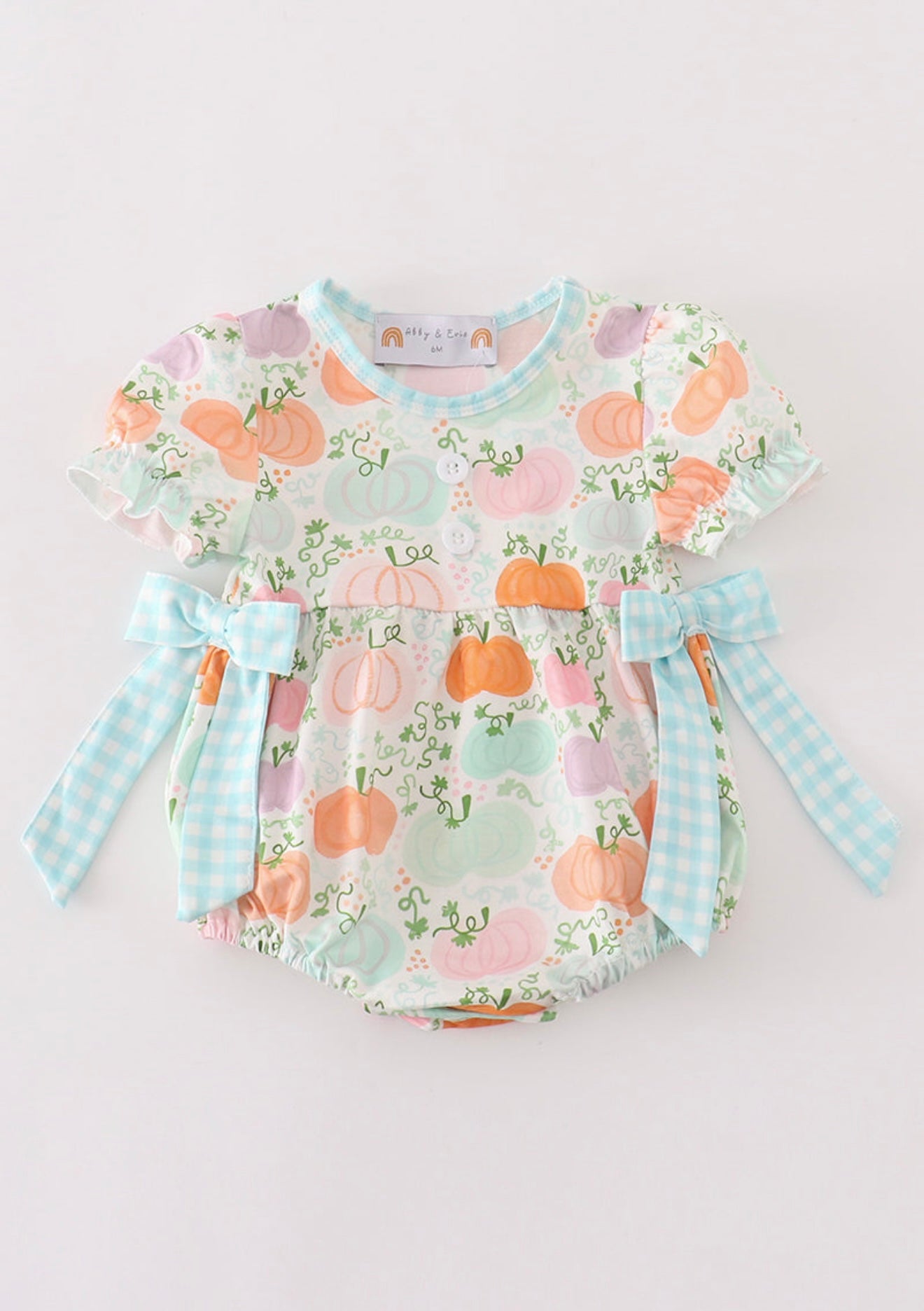 Pumpkin print ruffle girl bubble