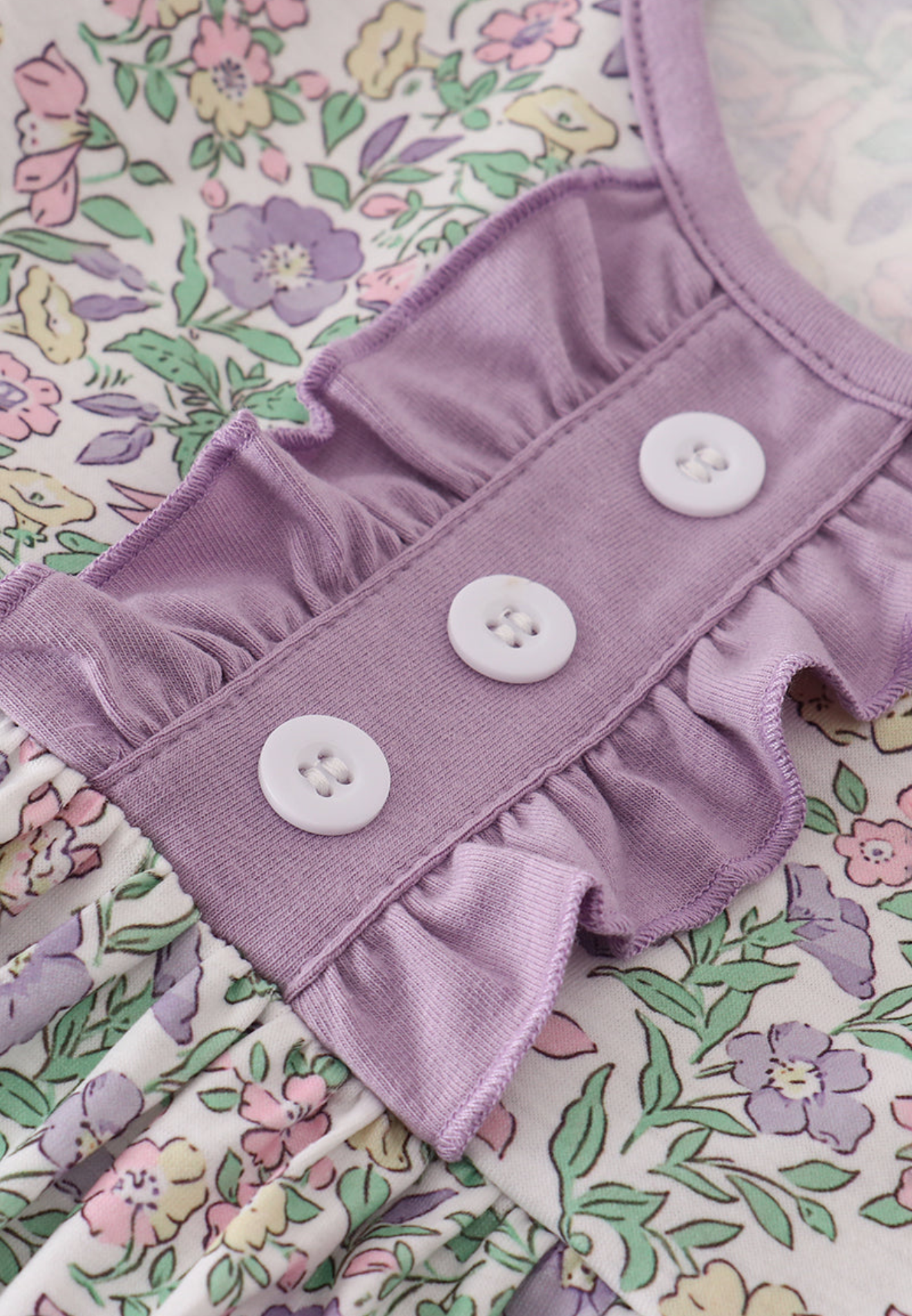 Purple floral print ruffle dress