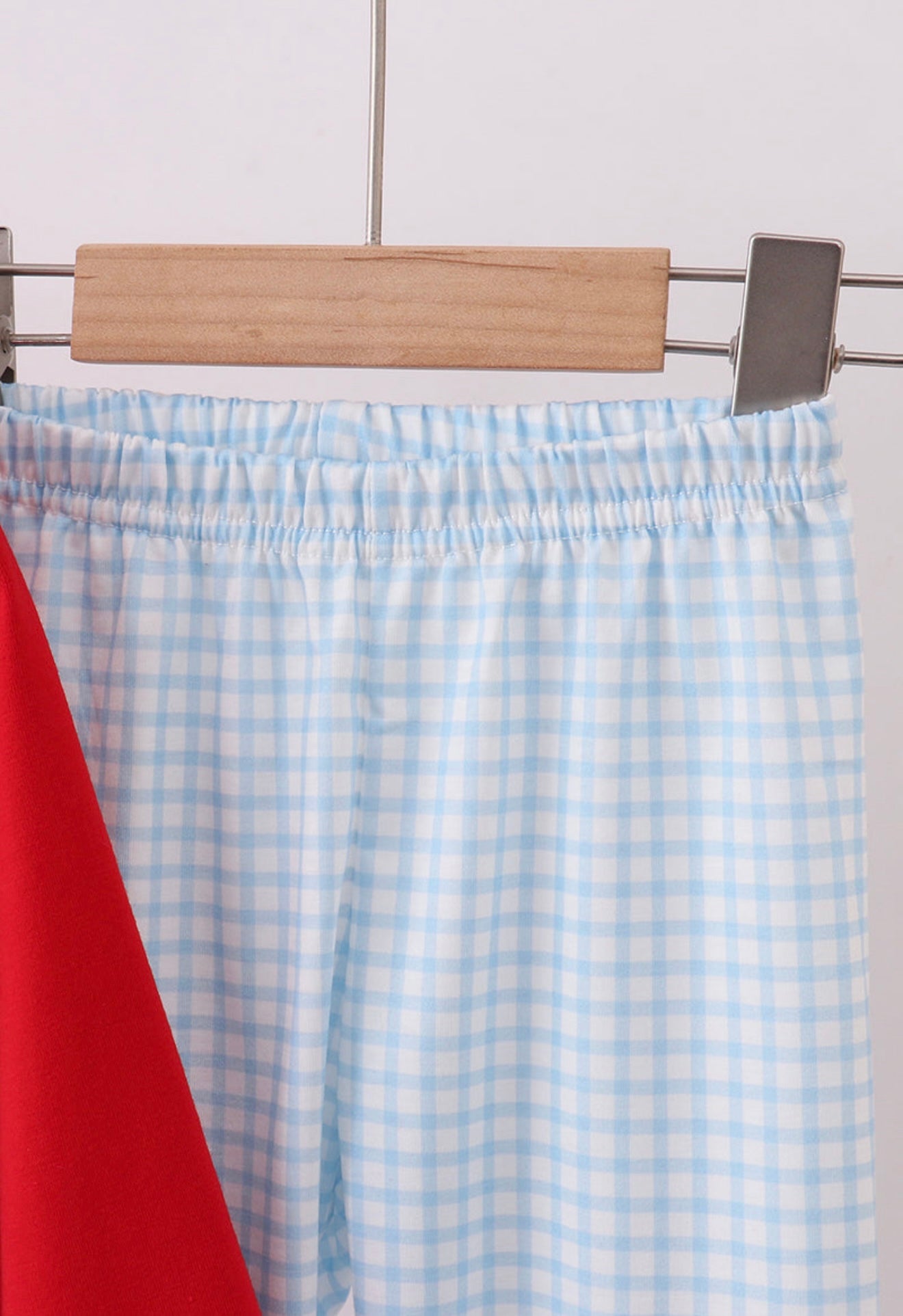 Red character embroidery boy’s pants set