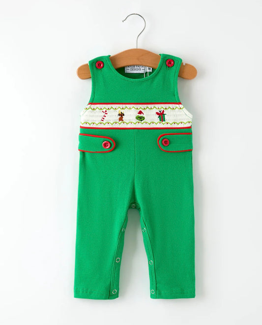 Christmas Character Candy Embroidery Baby Boy Romper