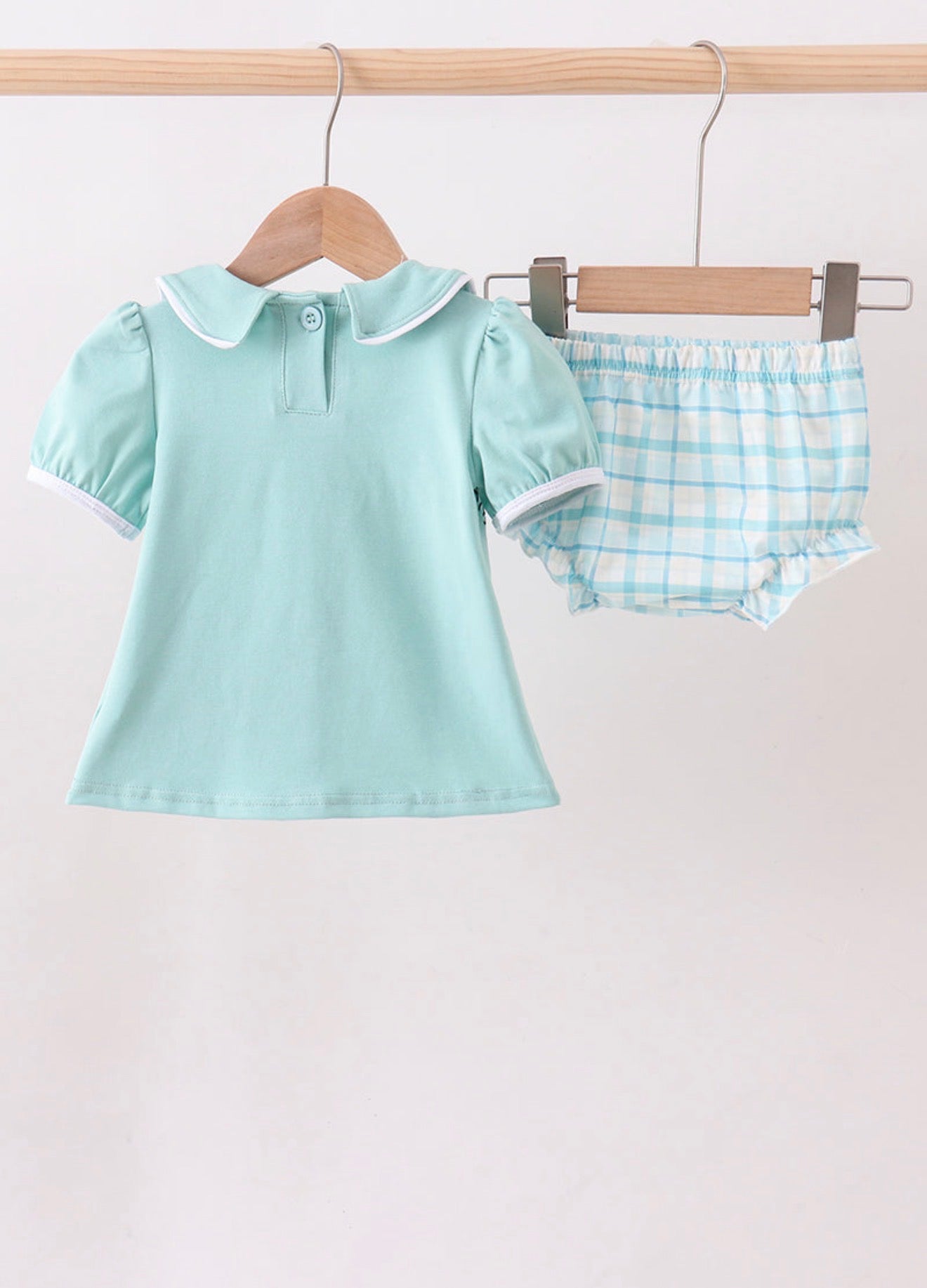 Blue He is risen girl’s embroidery bloomer set