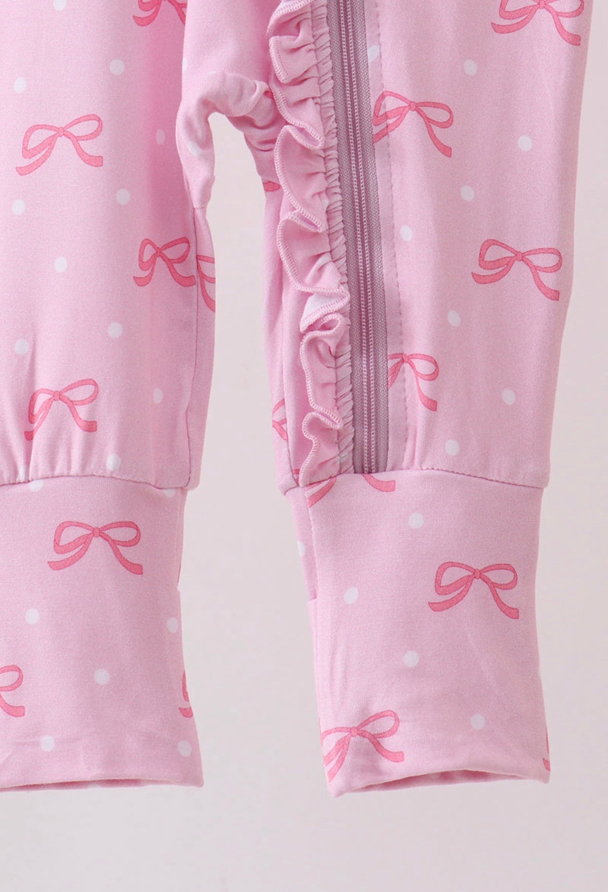 Pink bow print bamboo romper