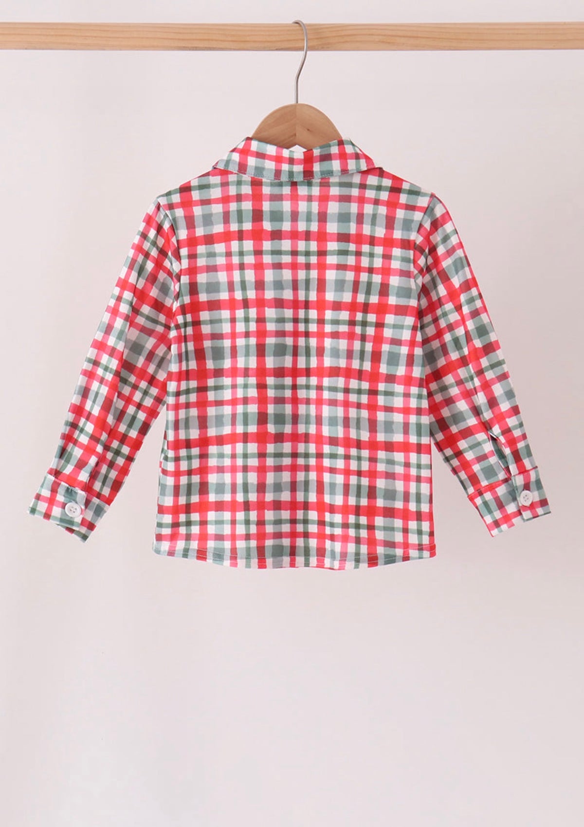 Red plaid pocket button down shirt