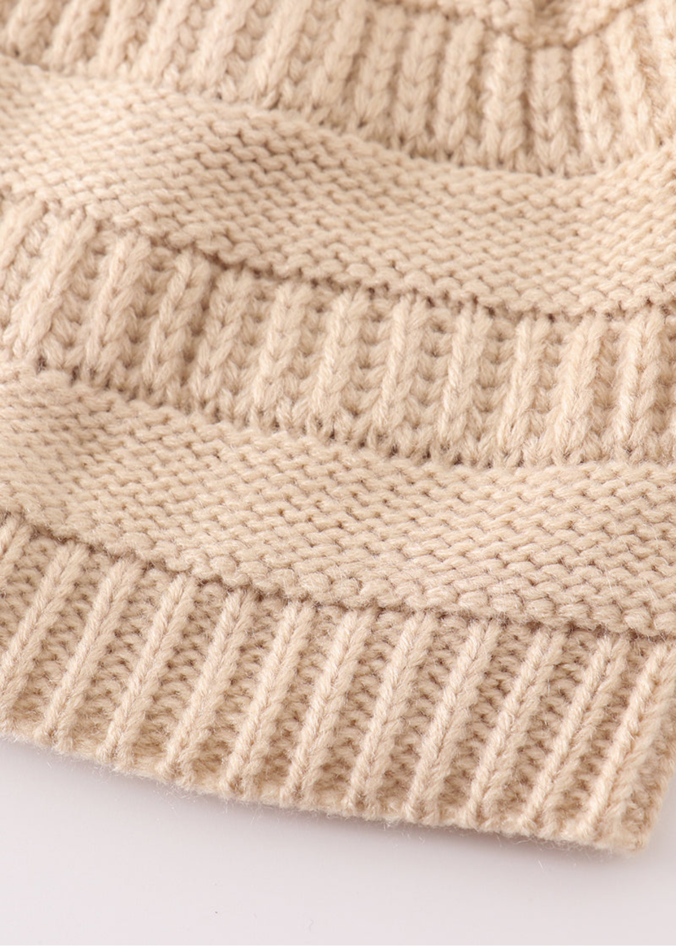 Kids and Adult Pompom Cable Beanie